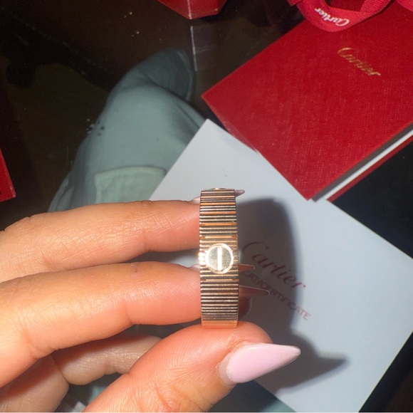 Cartier Rose Gold Ribbed Ring - Picture 10 of 12